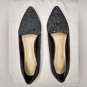 Black glitter loafers